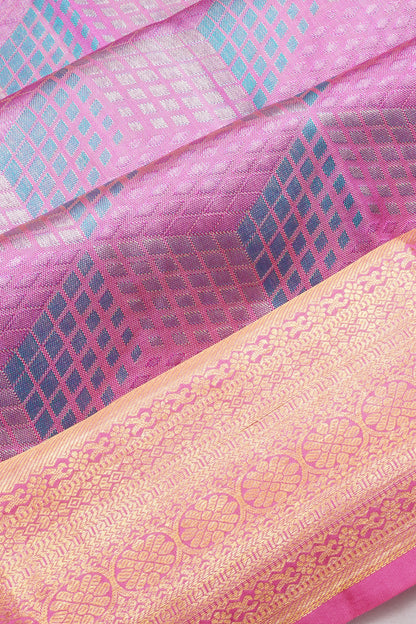 Kanchipuram Silk Tissue Brocade Lavender Saree