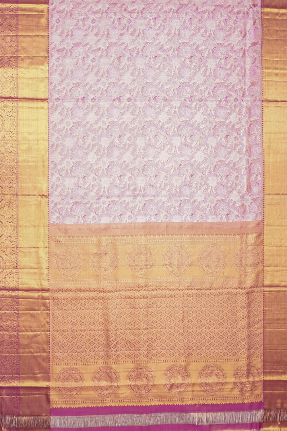 Kanchipuram Silk Tissue Brocade Lavender Saree