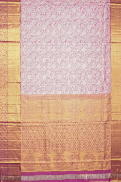 Kanchipuram Silk Tissue Brocade Lavender Saree