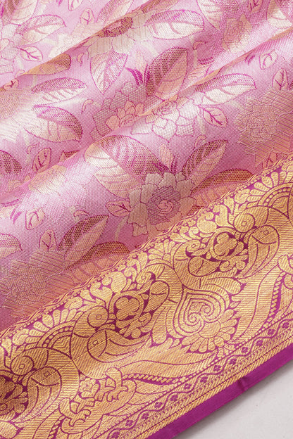 Kanchipuram Silk Tissue Brocade Lavender Saree