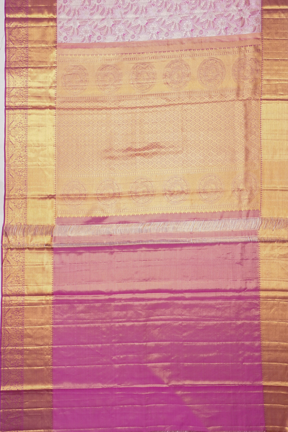 Kanchipuram Silk Tissue Brocade Lavender Saree