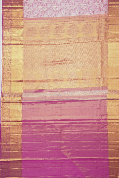 Kanchipuram Silk Tissue Brocade Lavender Saree