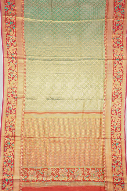 Taranga Kanchi Silk Tissue Brocade Green Saree