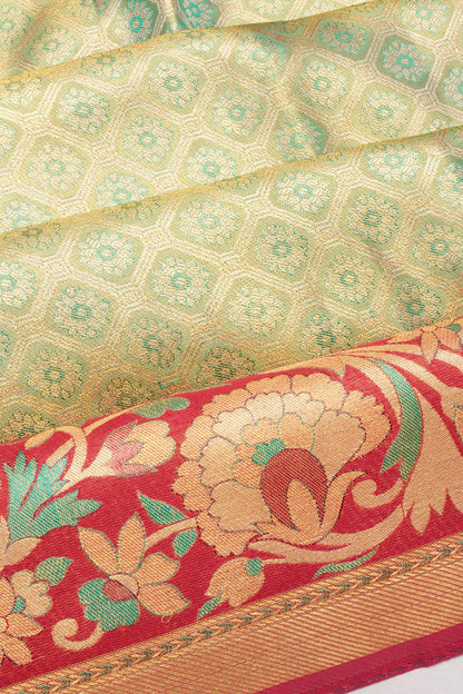Taranga Kanchi Silk Tissue Brocade Green Saree