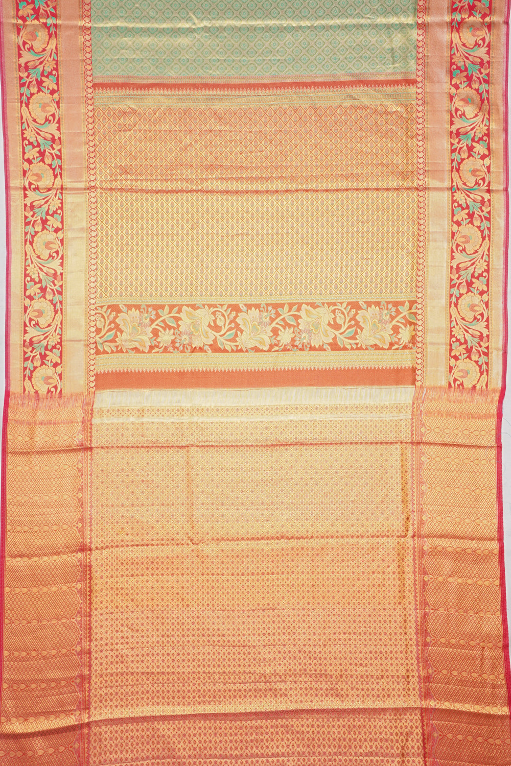 Taranga Kanchi Silk Tissue Brocade Green Saree