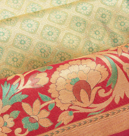 Taranga Kanchi Silk Tissue Brocade Green Saree