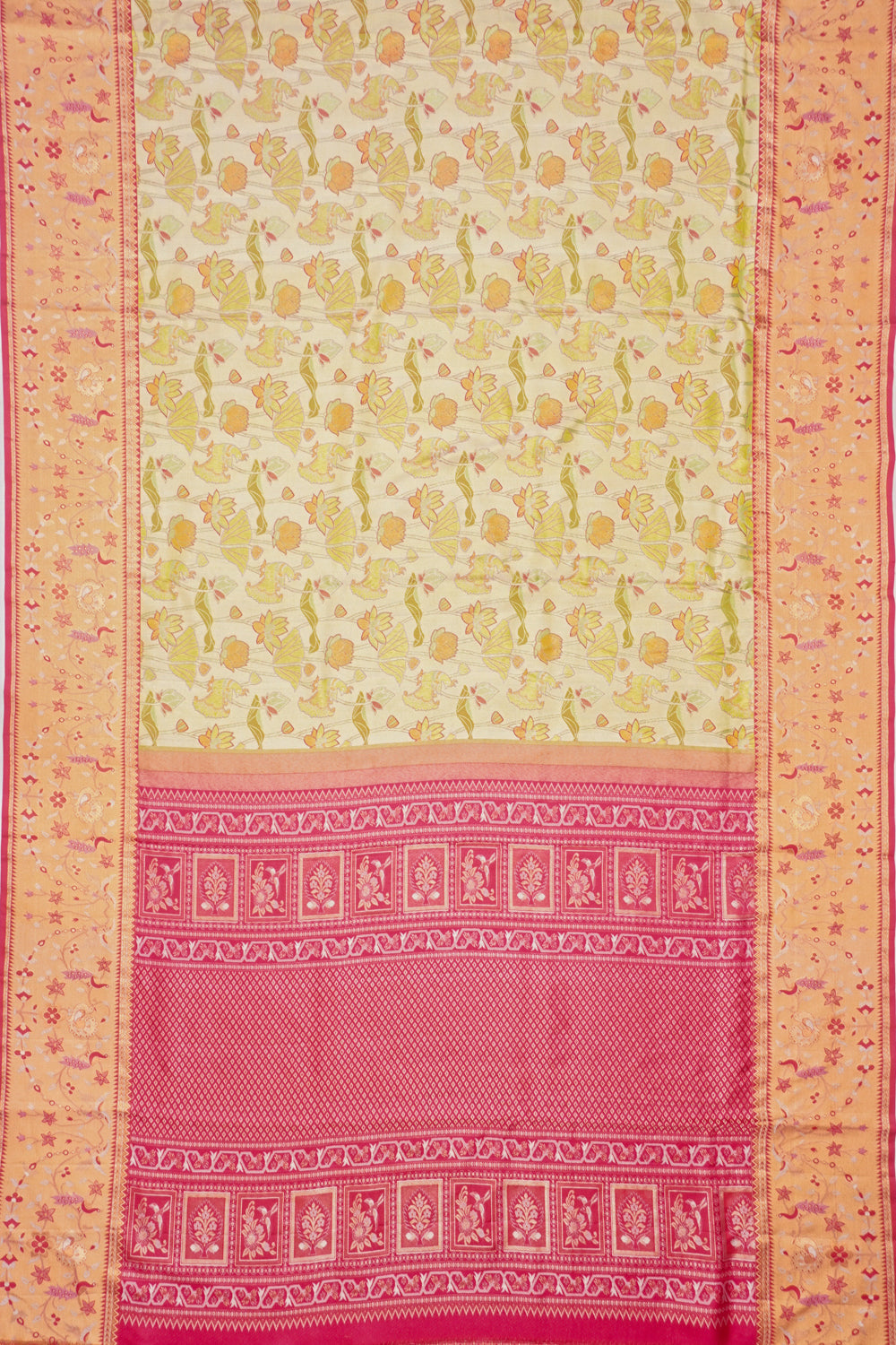 Taranga Kanchi Silk Tissue Brocade Cream Saree