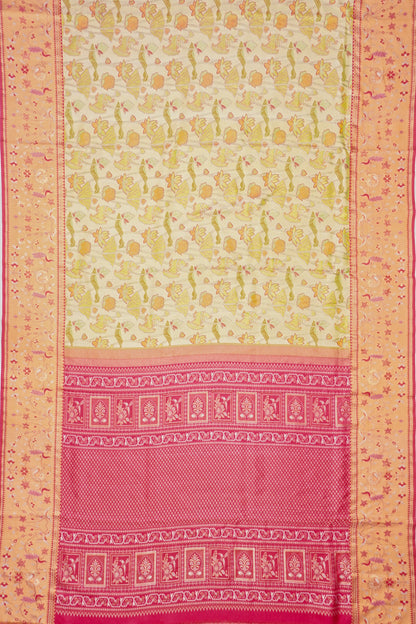Taranga Kanchi Silk Tissue Brocade Cream Saree
