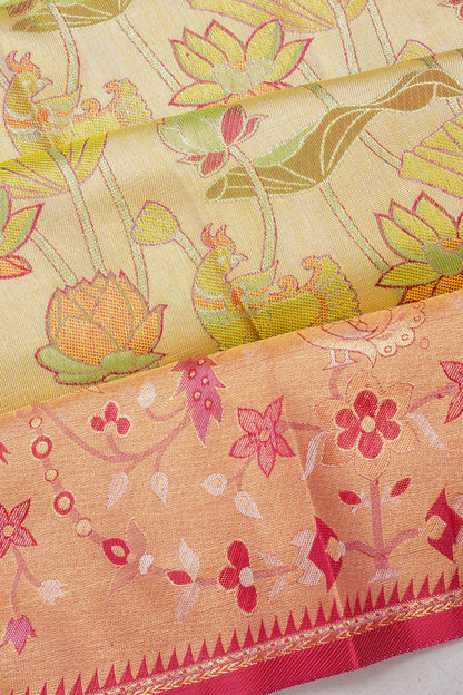 Taranga Kanchi Silk Tissue Brocade Cream Saree