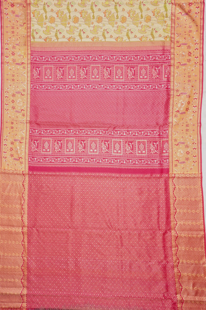 Taranga Kanchi Silk Tissue Brocade Cream Saree