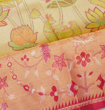 Taranga Kanchi Silk Tissue Brocade Cream Saree