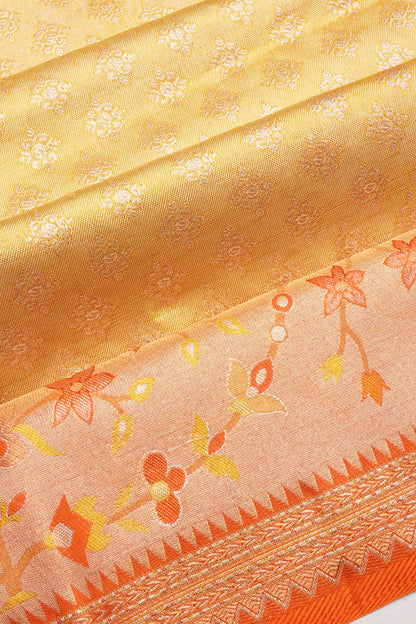 Taranga Kanchi Silk Tissue Brocade Gold Saree