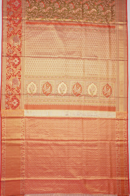 Taranga Kanchi Silk Tissue Brocade Mehandi Green Saree