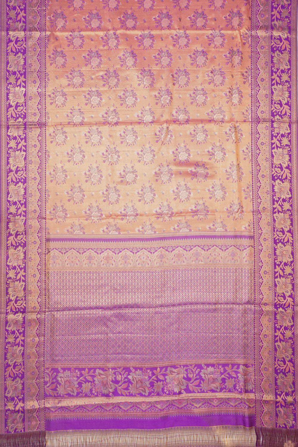 Taranga Kanchi Silk Tissue Brocade Peach Saree