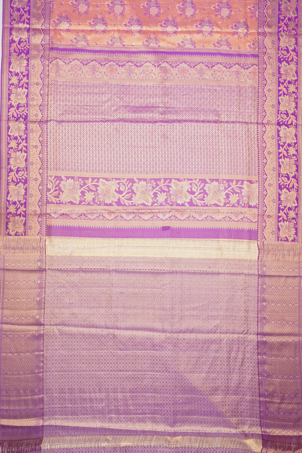Taranga Kanchi Silk Tissue Brocade Peach Saree
