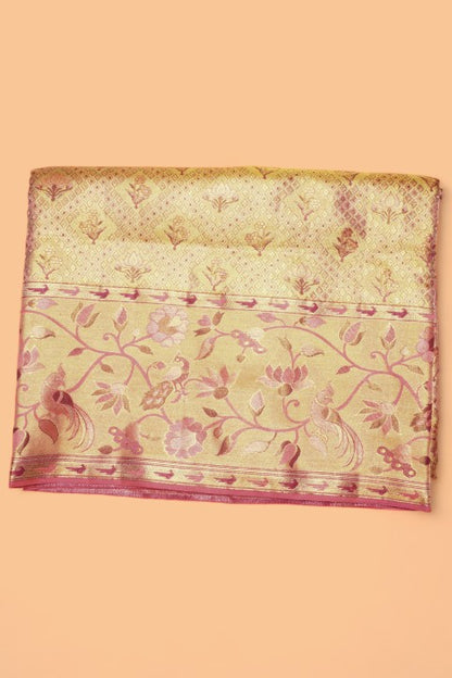 Taranga Kanchi Silk Tissue Brocade Gold Saree