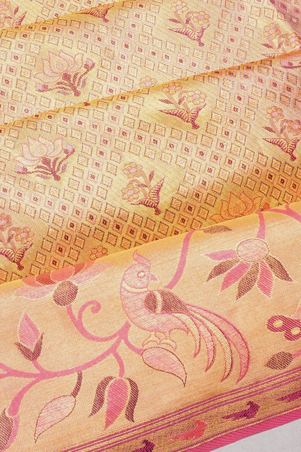 Taranga Kanchi Silk Tissue Brocade Gold Saree