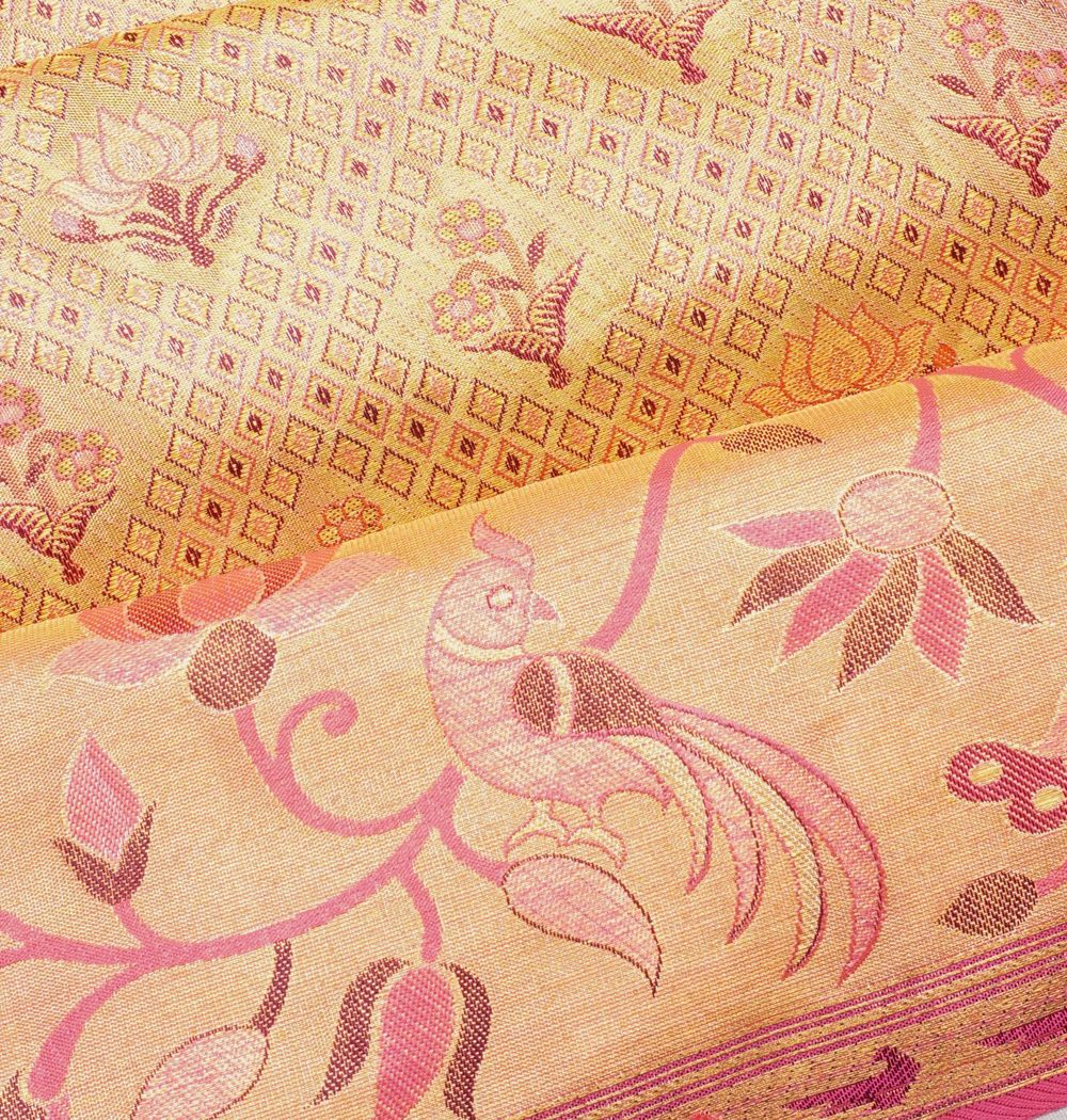 Taranga Kanchi Silk Tissue Brocade Gold Saree