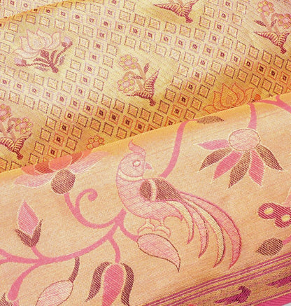 Taranga Kanchi Silk Tissue Brocade Gold Saree