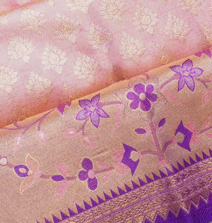 Taranga Kanchi Silk Tissue Brocade Baby Pink Saree