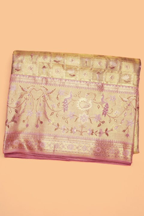Taranga Kanchi Silk Checks And Butta Gold Saree