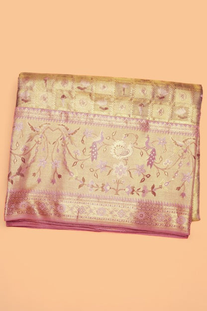 Taranga Kanchi Silk Checks And Butta Gold Saree