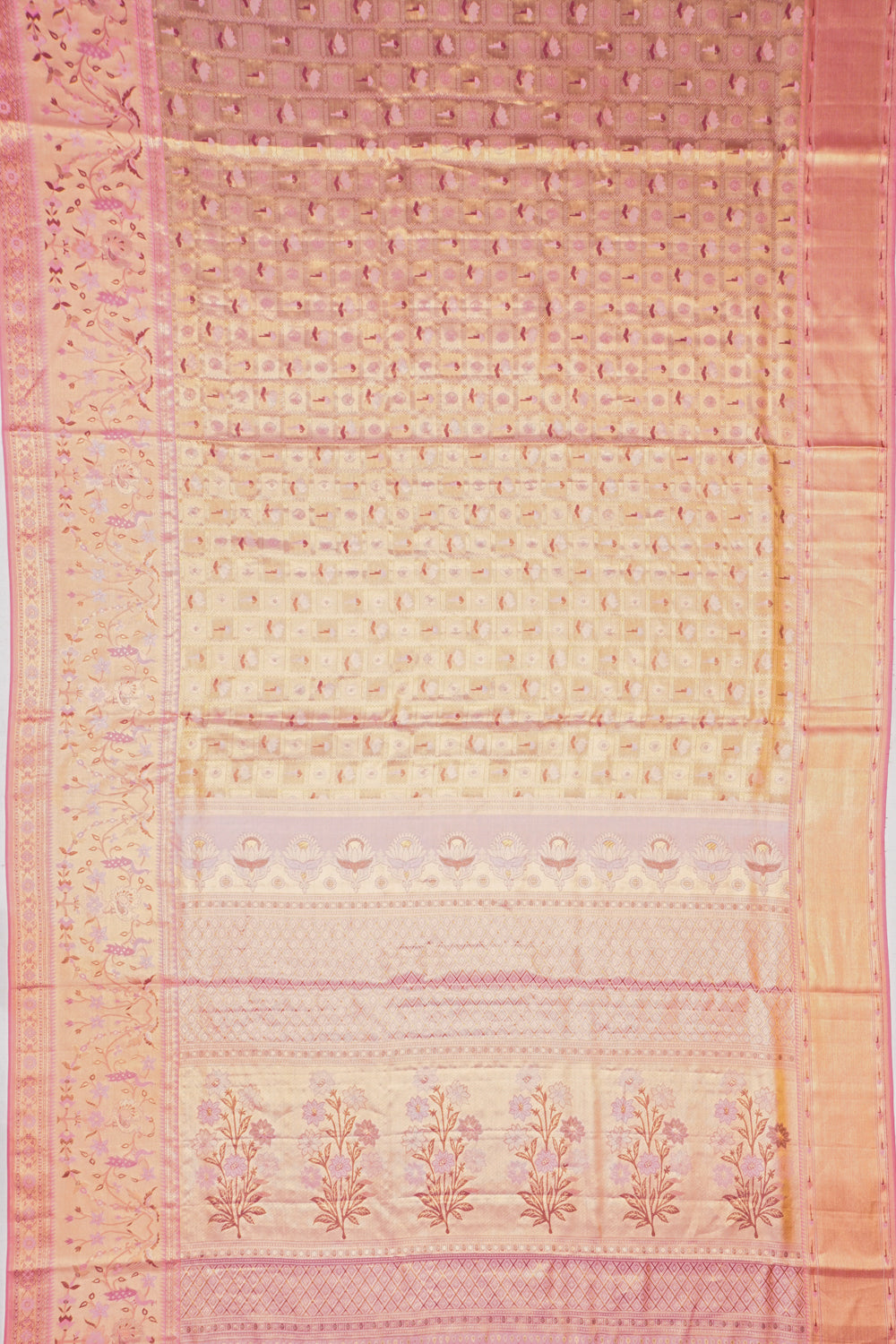 Taranga Kanchi Silk Checks And Butta Gold Saree