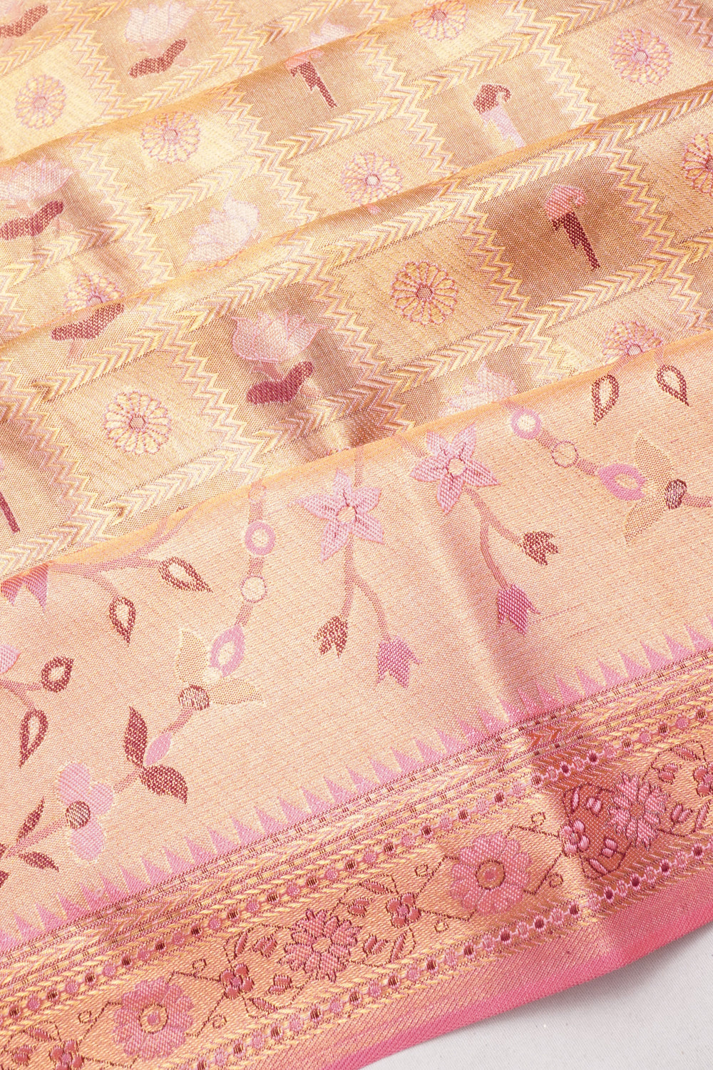Taranga Kanchi Silk Checks And Butta Gold Saree