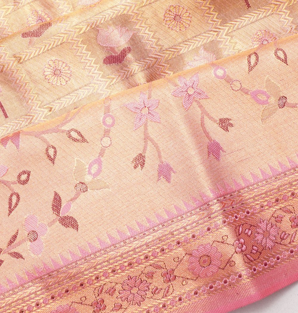Taranga Kanchi Silk Checks And Butta Gold Saree