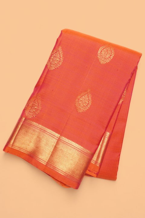 Kanchipuram Silk Butta Pink And Orange Saree