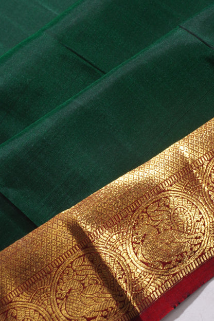Kanchipuram Silk Butta Bottle Green Saree