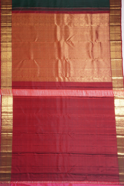 Kanchipuram Silk Butta Bottle Green Saree