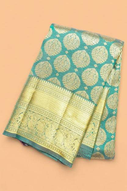Kanchipuram Silk Brocade Dark Green Saree