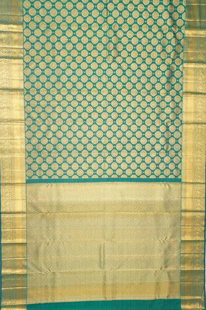 Kanchipuram Silk Brocade Dark Green Saree