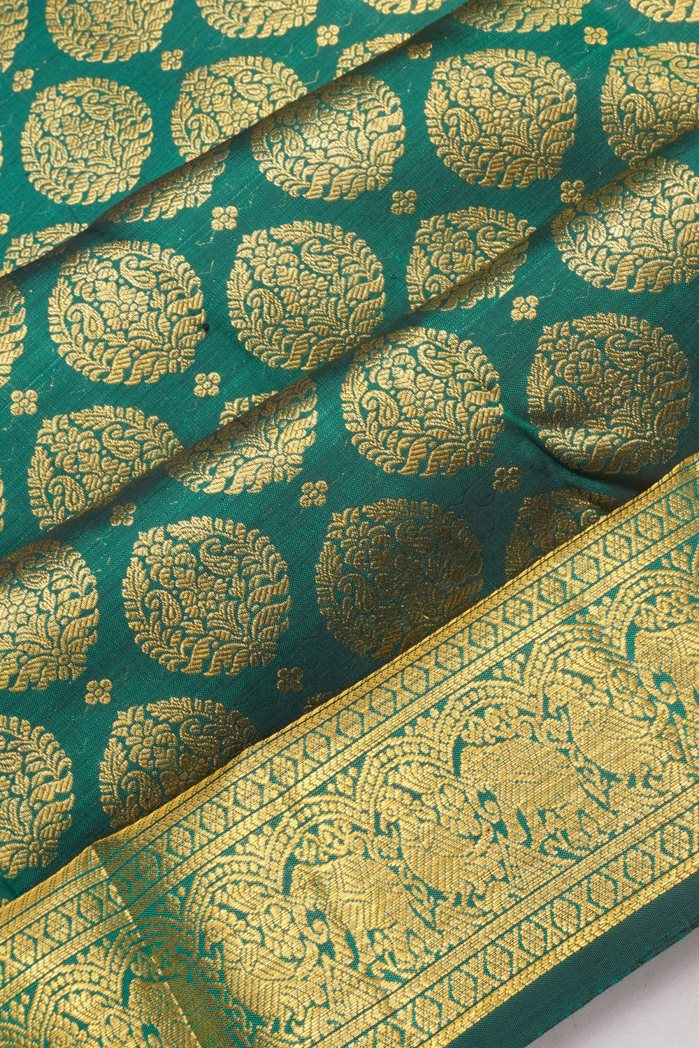 Kanchipuram Silk Brocade Dark Green Saree