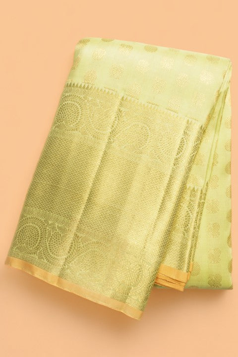 Kanchipuram Silk Butta Pista Green Saree