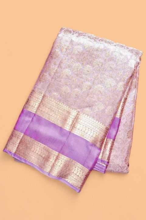 Kanchipuram Silk Brocade Lavender Saree