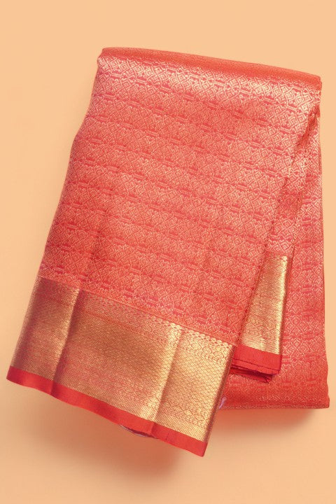Kanchipuram Silk Brocade Red Saree