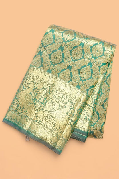 Kanchipuram Silk Brocade Dark Green Saree