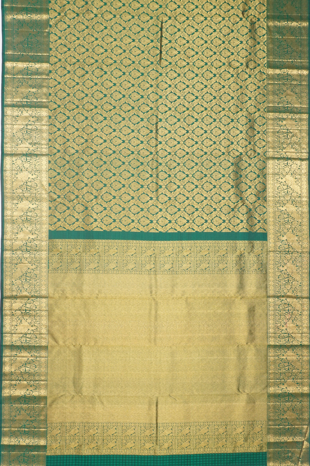 Kanchipuram Silk Brocade Dark Green Saree