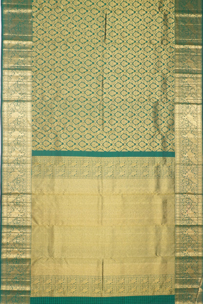 Kanchipuram Silk Brocade Dark Green Saree
