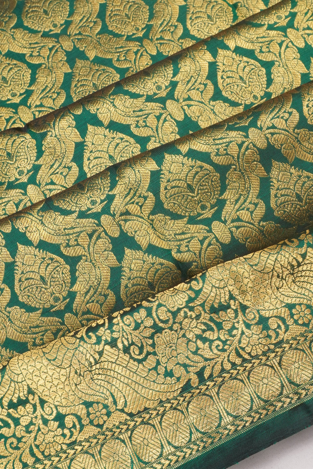 Kanchipuram Silk Brocade Dark Green Saree