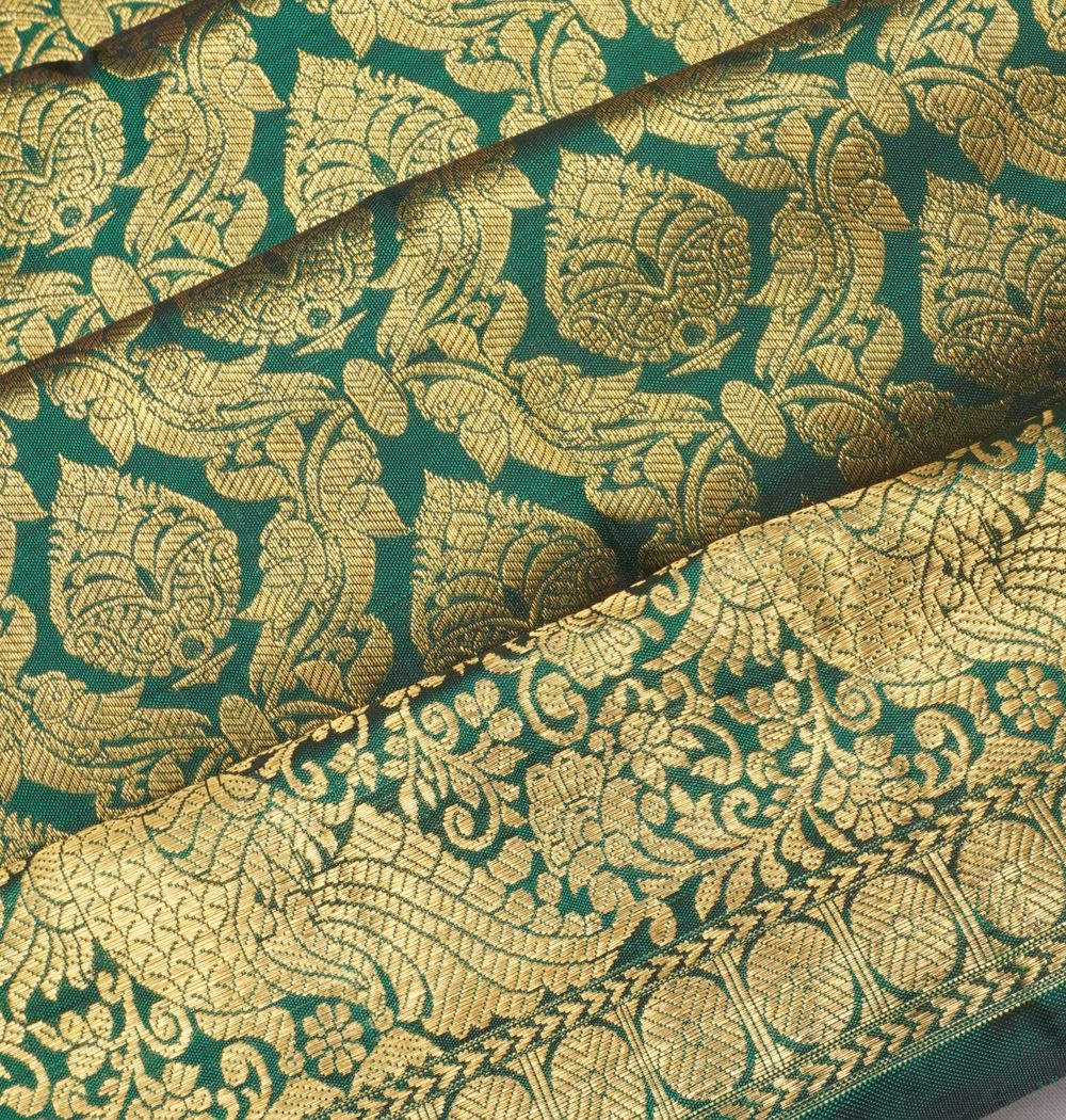 Kanchipuram Silk Brocade Dark Green Saree