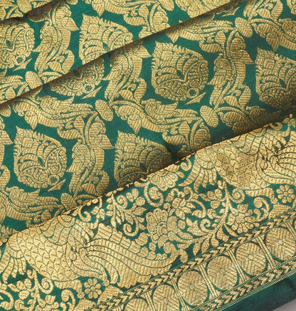 Kanchipuram Silk Brocade Dark Green Saree