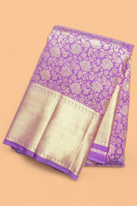 Kanchipuram Silk Brocade Violet Saree