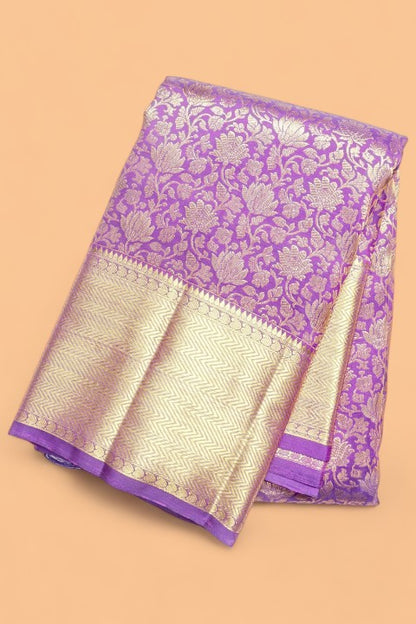 Kanchipuram Silk Brocade Violet Saree