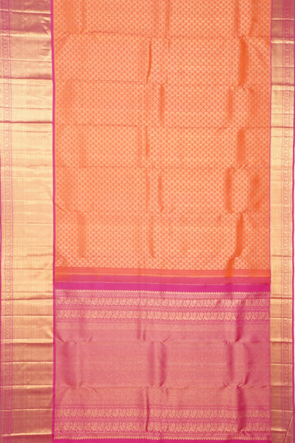 Kanchipuram Silk Brocade Dual Tone Pink And Orange Saree