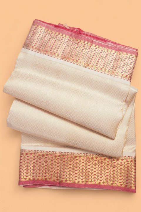 Kanchipuram Silk Brocade Off White Saree