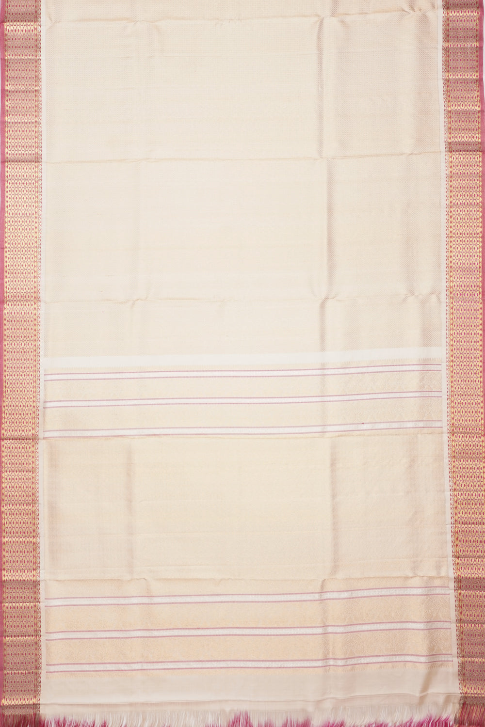 Kanchipuram Silk Brocade Off White Saree