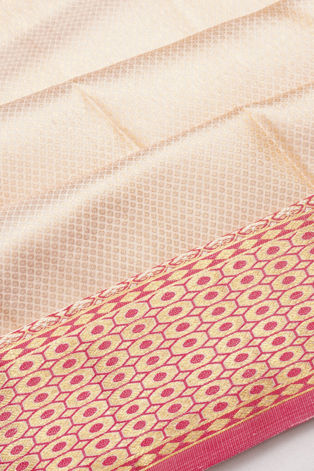 Kanchipuram Silk Brocade Off White Saree